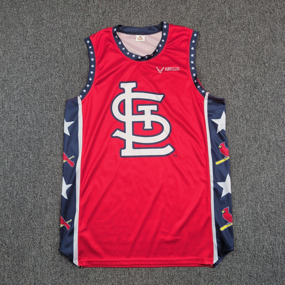 St. Louis Cardinals Air National Guard Jersey XL Red Patriotic Stars Baseball